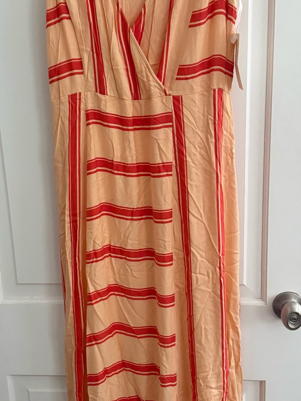 Ella Moss Peach Maxi Dress with Red Stripes New with Tags $248. Tall friendly!